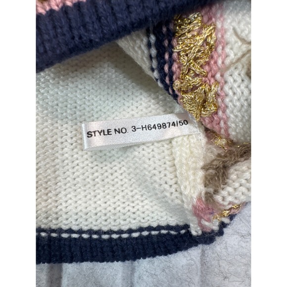 Lucia Petites Vintage Floral Embroidered Cardigan Cream Gold Pearl Button M - Picture 6 of 7